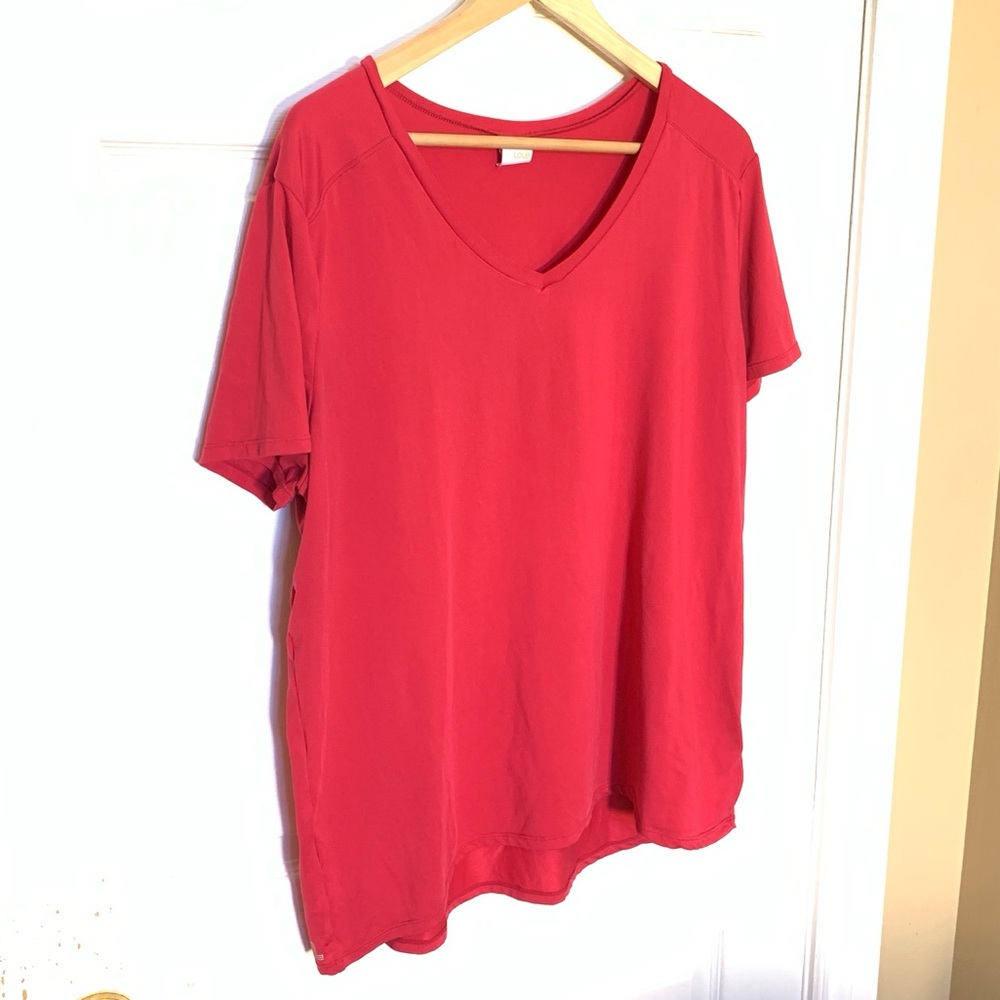 Lole Magenta V-Neck Women's Casual Athletic Tee Plus Size XXL